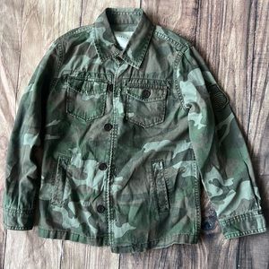 Boys Zara Army Button Down Size 5-6